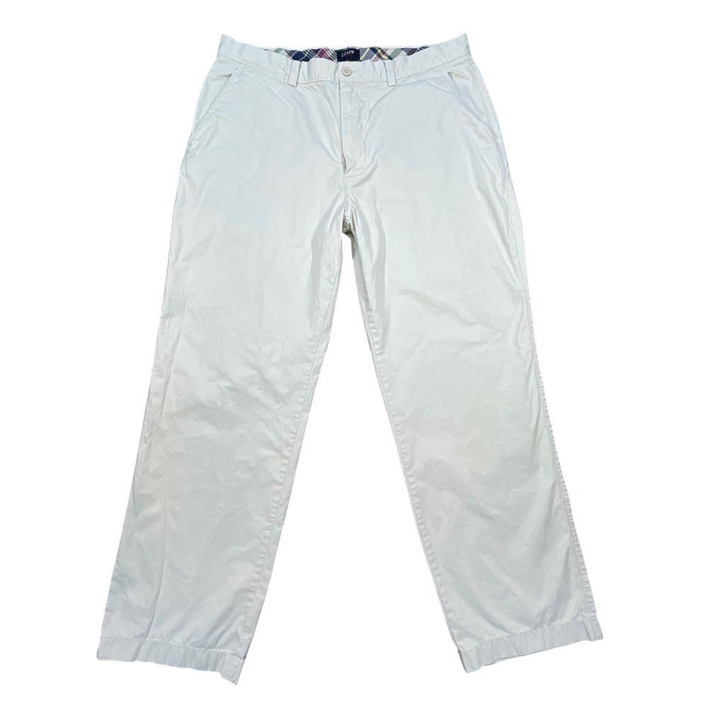 Vtg 90s J.Crew Beige Regular Fit Hong Kong Cotton Chino Pants Mens 36x32